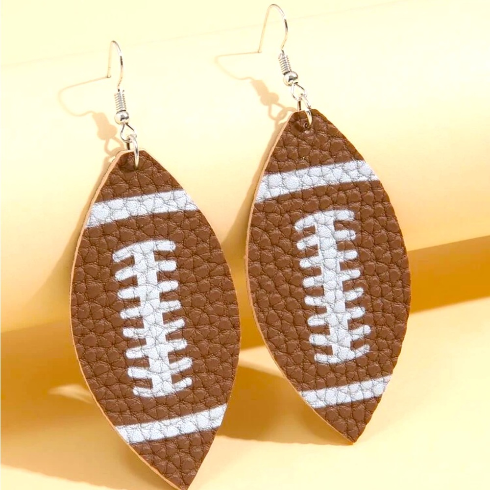 Pleather Football Earrings